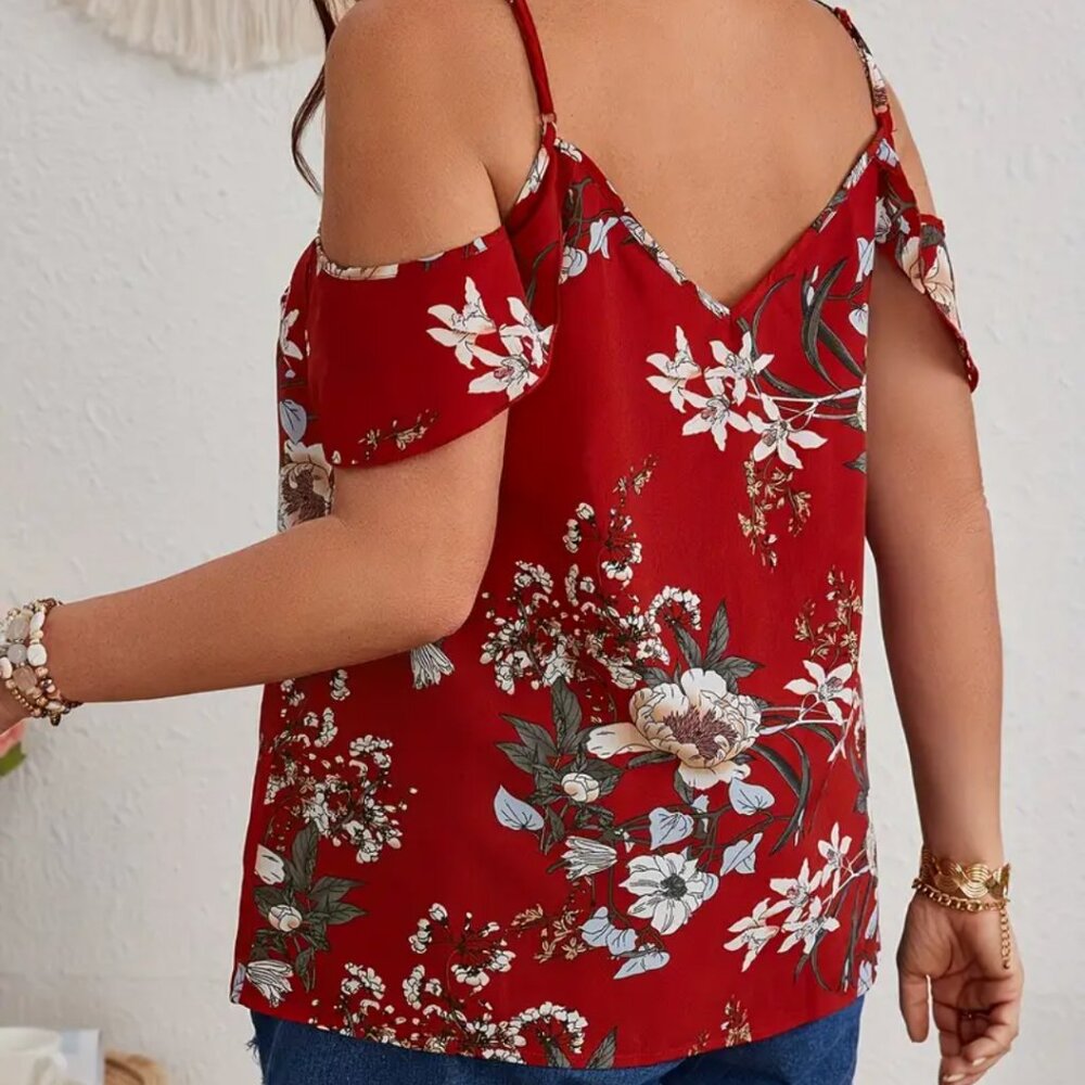 Shein Curve floral cold shoulder cami blouse size 5x